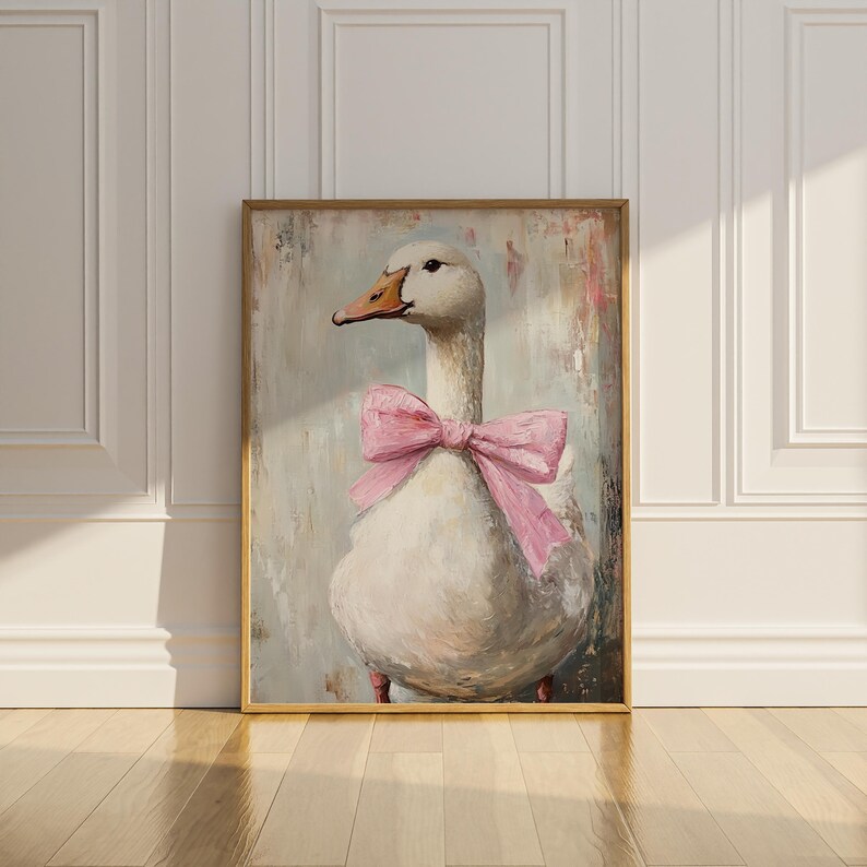 Silly Coquette Goose Poster Print Pink Bow Goose Nursery Wall Art ...