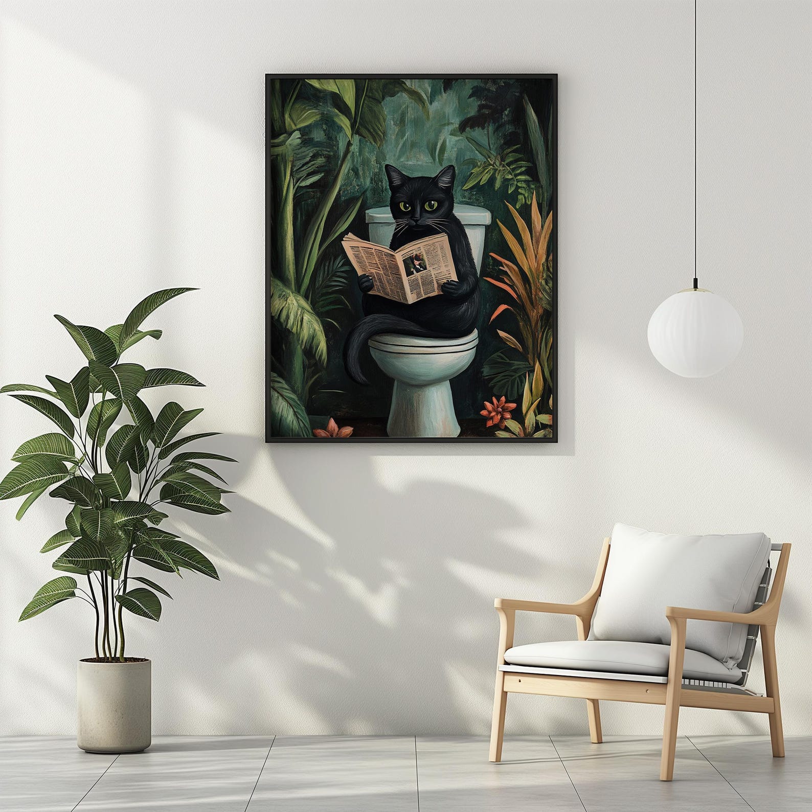 Black Cat Toilet Bathroom Wall Decor Funny Cat Printable Wall Art ...