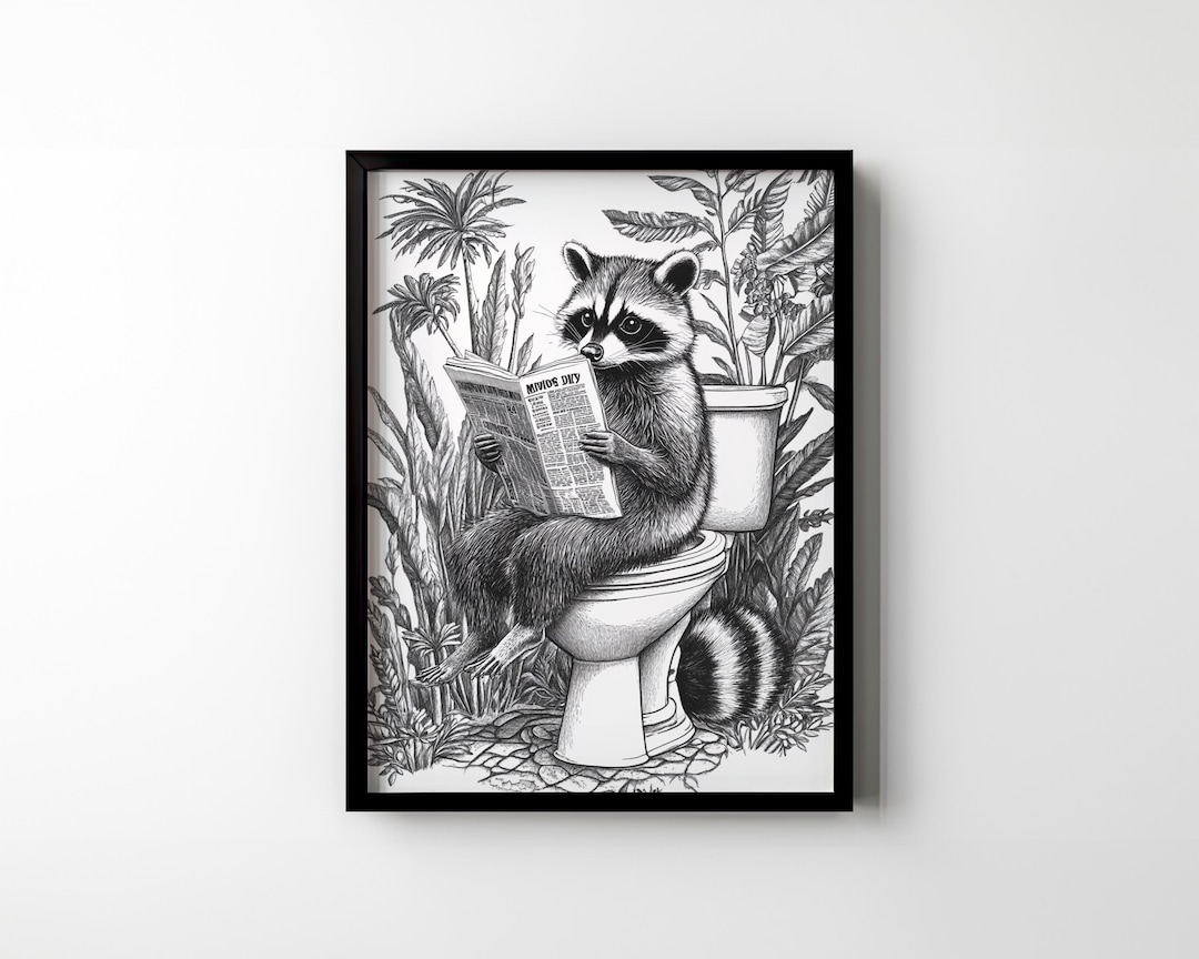 Raccoon Toilet Bathroom Wall Decor Funny Raccoon Printable Wall Art ...