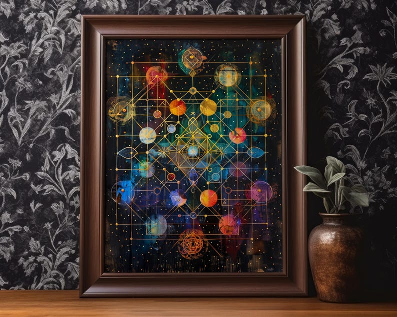 Metatron Cube Poster Print Sacred Geometry Wall Art Psychedelic ...