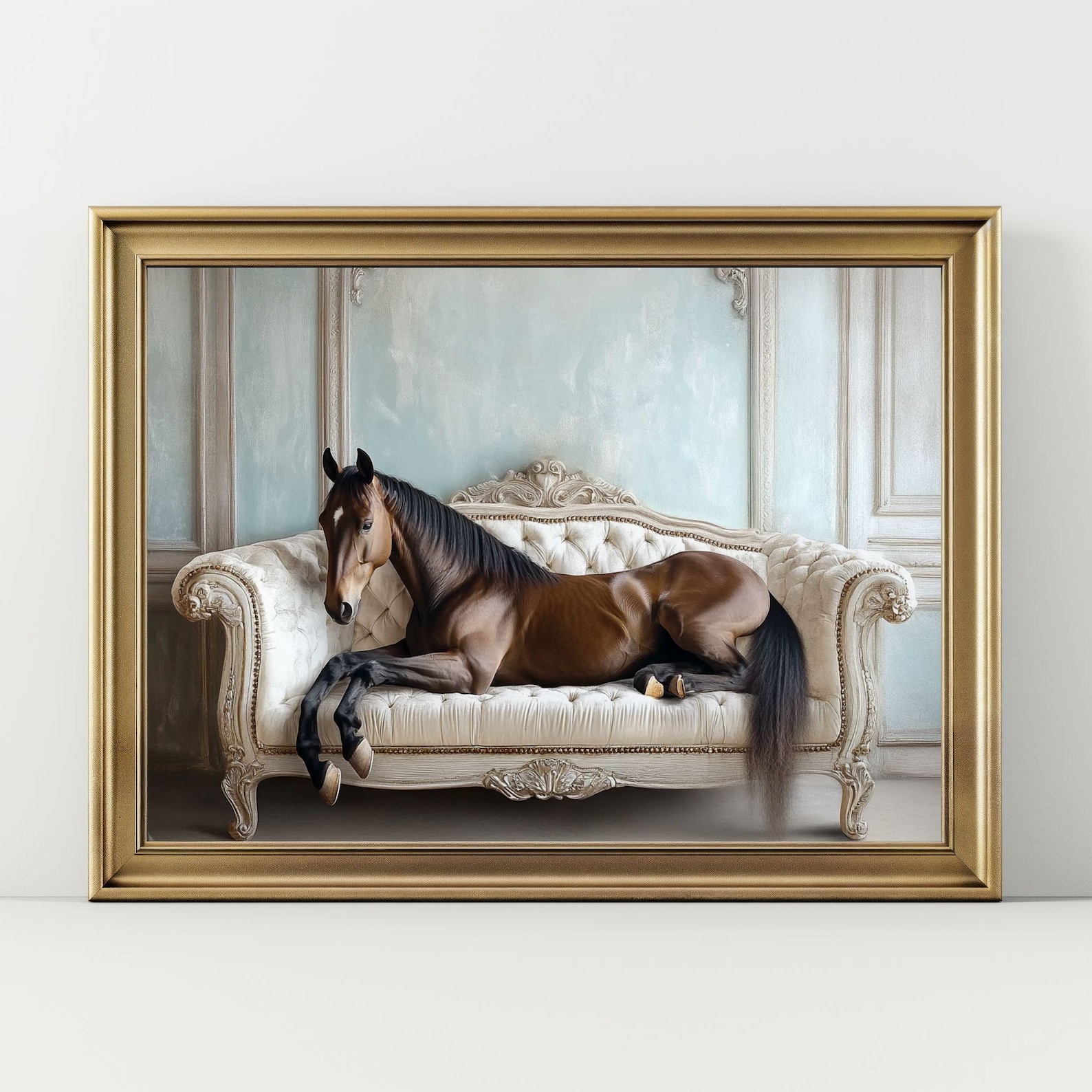 Horse on Sofa Wall Art Printable Vintage Elegant Western Equestrian ...