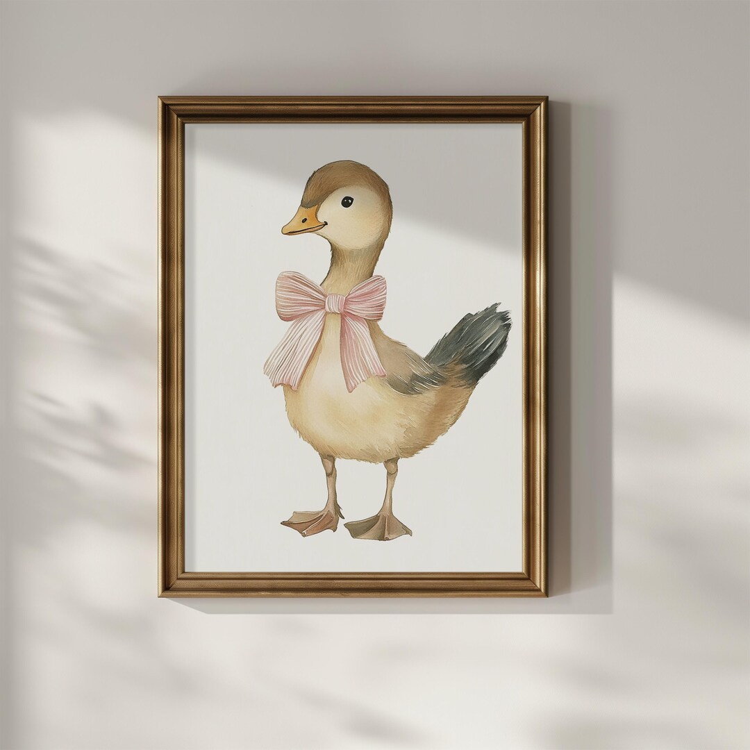 Cute Baby Goose Nursery Wall Art Printable Pink Bow Silly Coquette ...