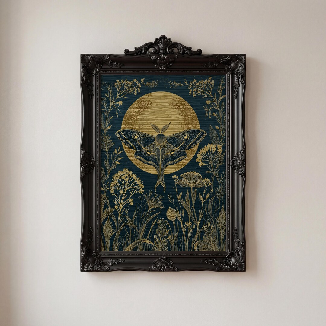 Luna Moth Wall Art Printable Dark Academia Botanical Tapestry Home ...