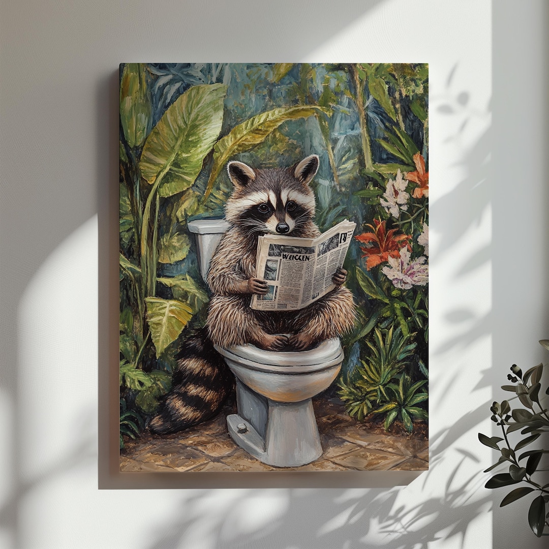 Raccoon Toilet Bathroom Wall Decor Funny Raccoon Printable Wall Art ...
