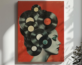 Vinyl Records Wall Art Printable Vintage Collage Modern Wall Decor