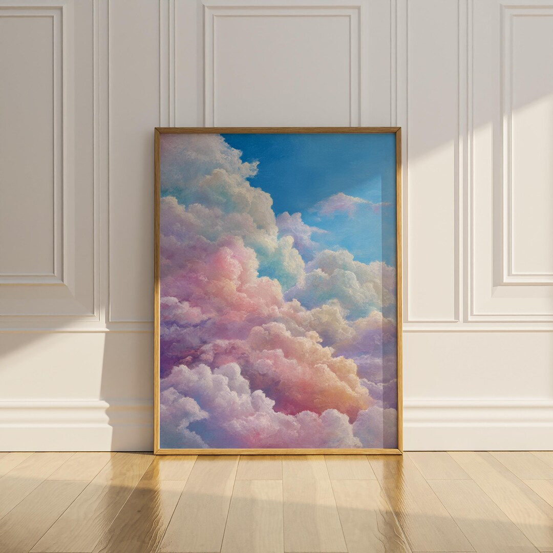 Pink Clouds Bedroom Wall Art Printable Dreamy Nursery Kids Room Wall ...
