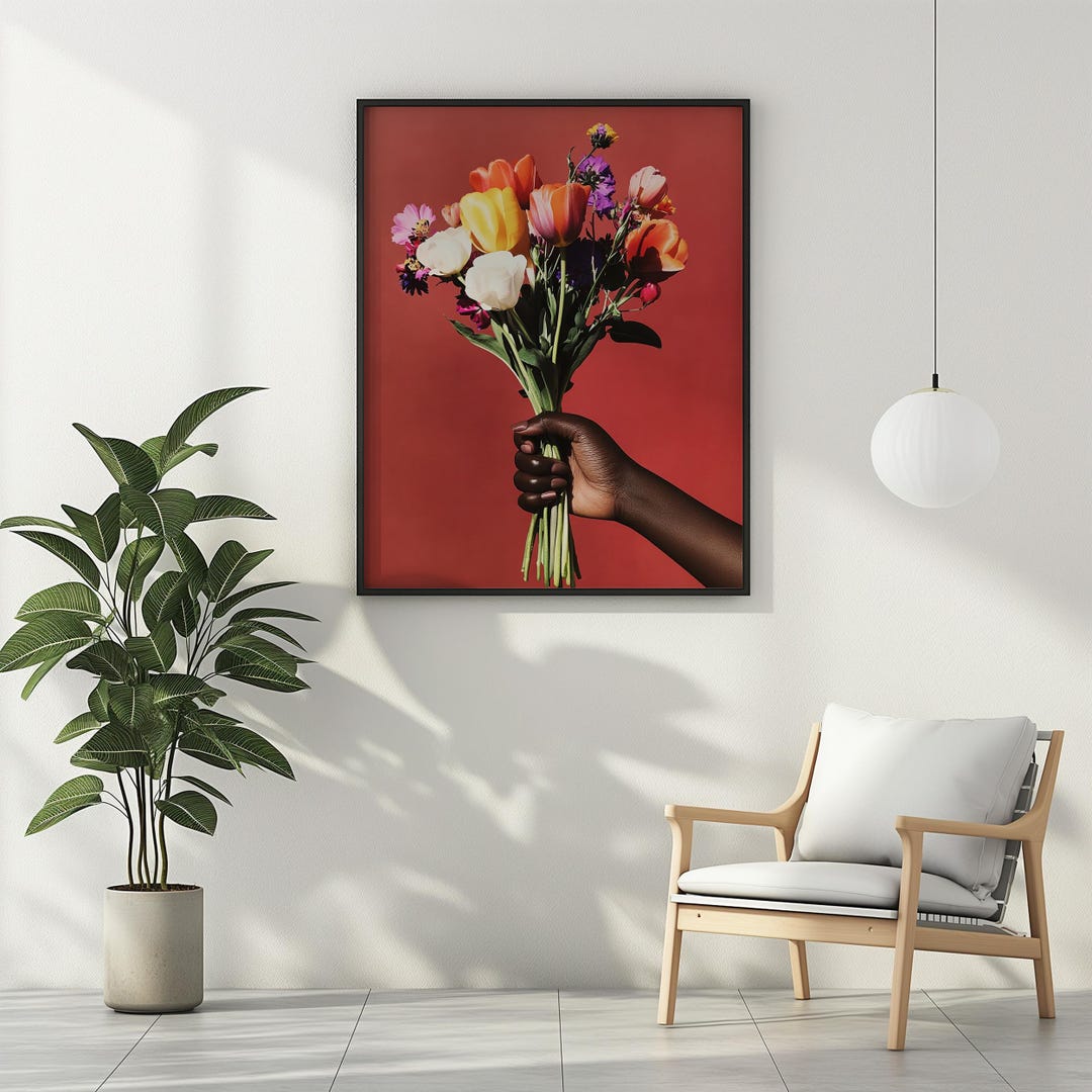 Flower Bouquet Black Woman Printable Wall Art African American Wall ...