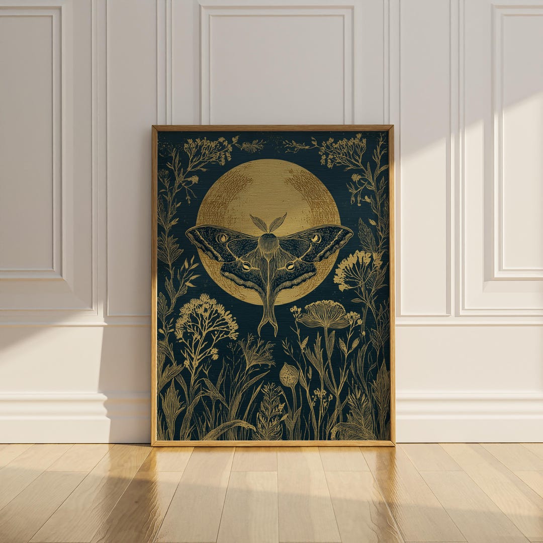Luna Moth Wall Art Printable Dark Academia Botanical Tapestry Home ...