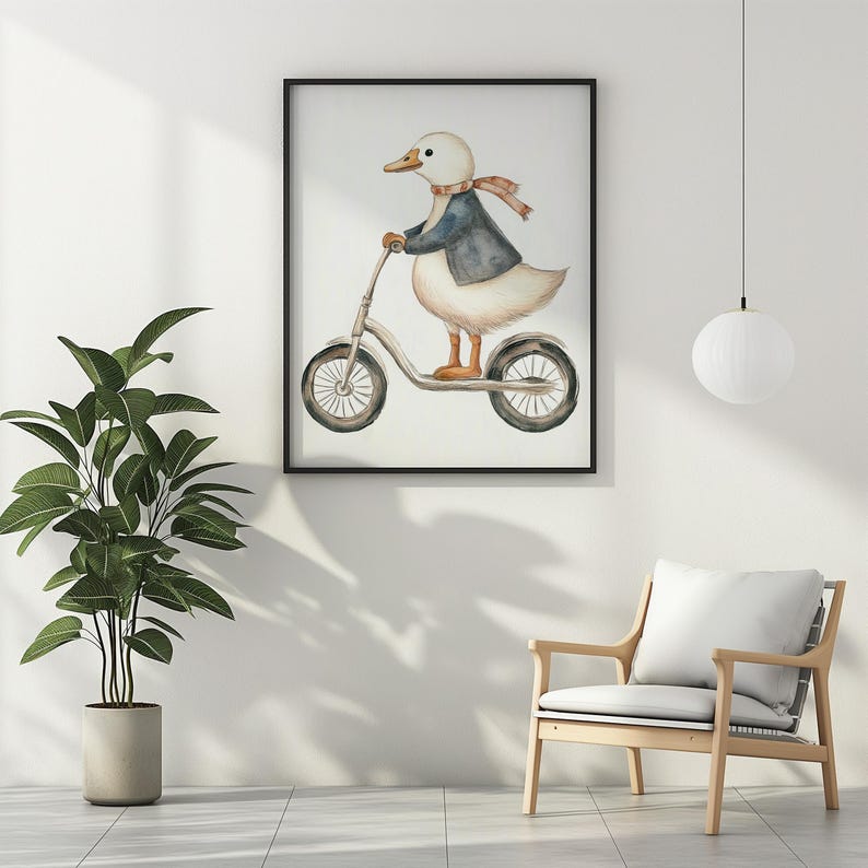 Silly Goose Riding Scooter Wall Art Funny Cute Printable Kid's Room ...
