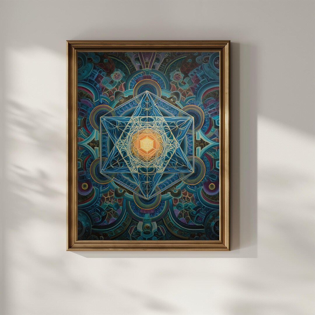 Sacred Geometry Wall Art Metatron Cube Print Psychedelic Spiritual ...