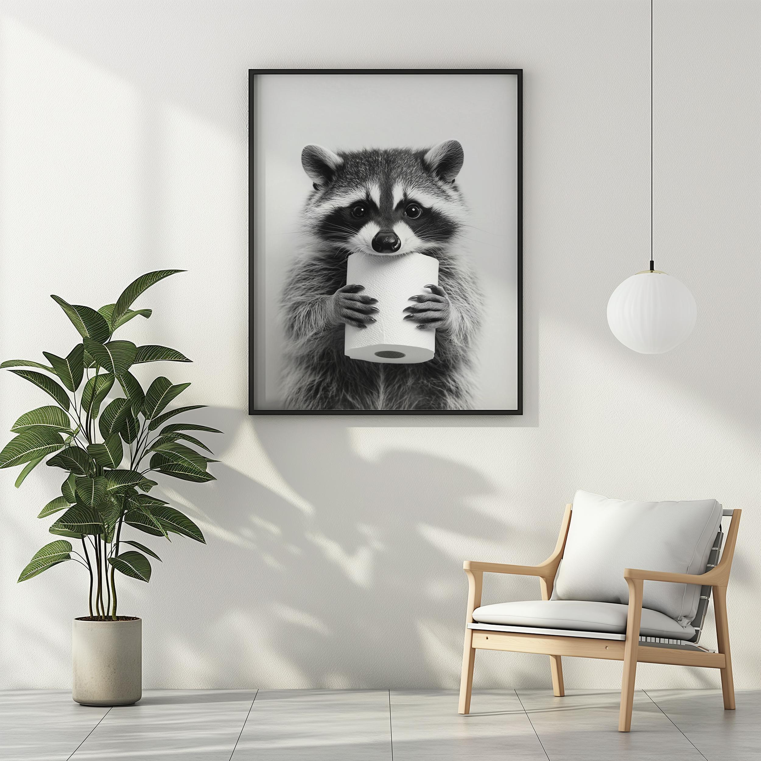 Raccoon Toilet Wall Art Funny Animal Printable Bathroom Wall Decor ...