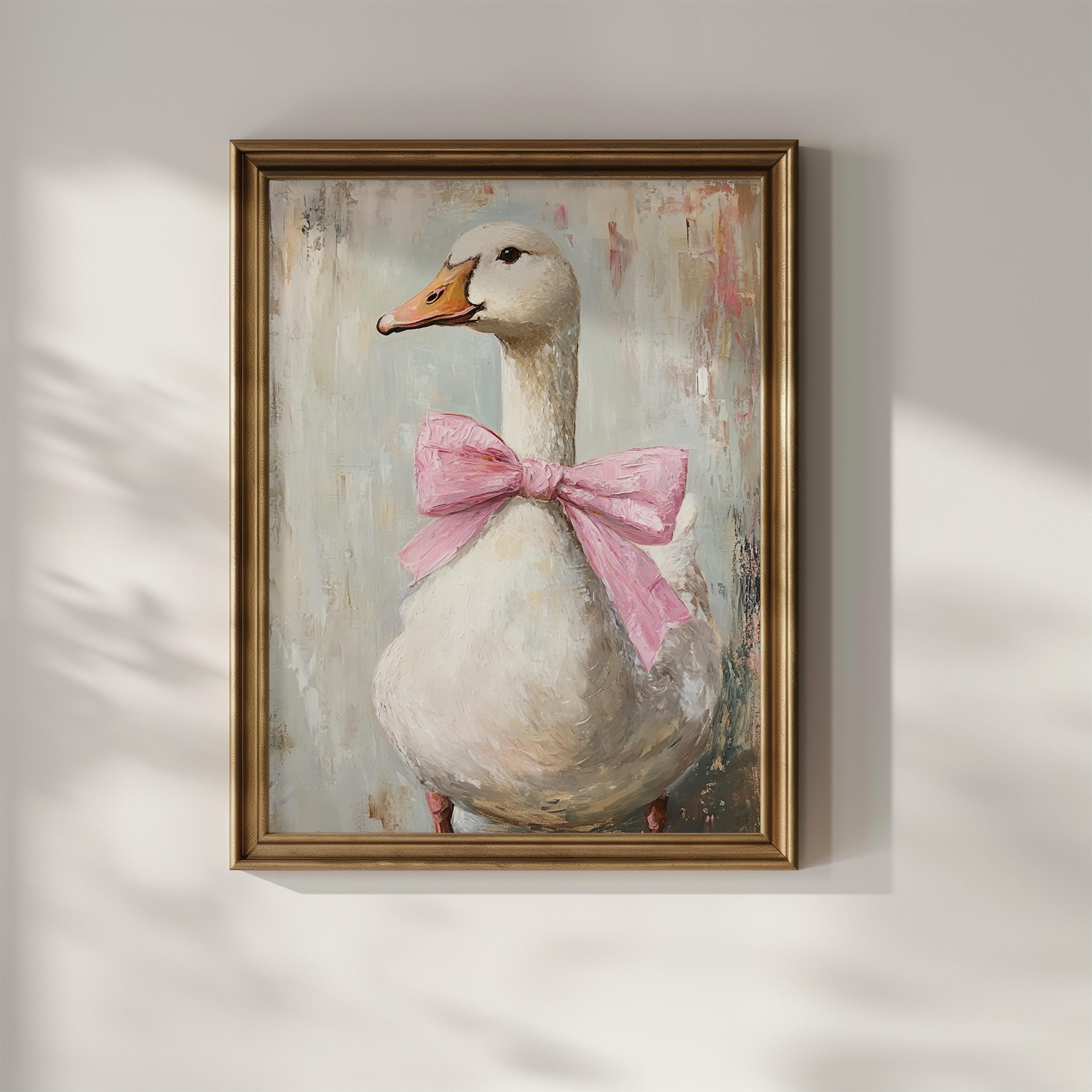 Cute Goose Wall Art Printable Pink Coquette Bow Silly Goose Print ...