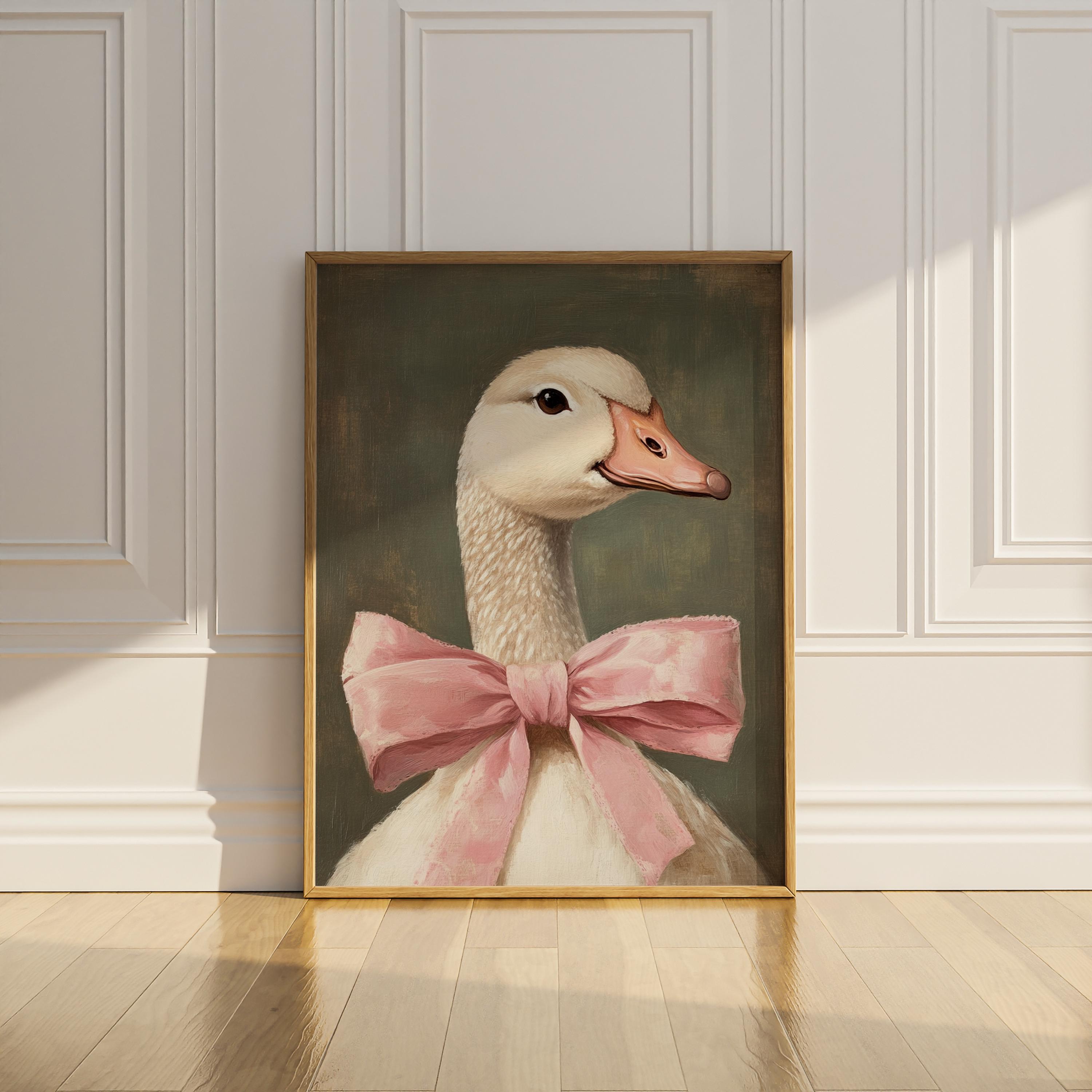 Silly Coquette Goose Poster Print Pink Bow Goose Nursery Wall Art ...