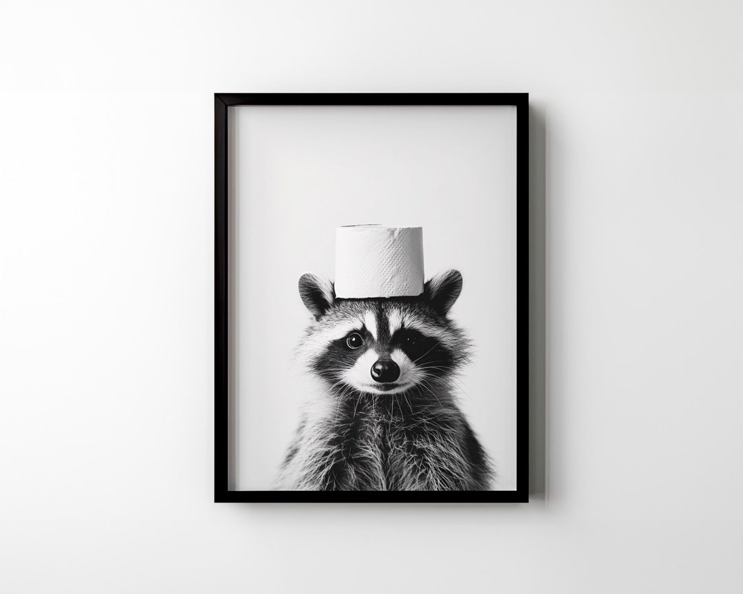Raccoon Toilet Wall Art Funny Animal Printable Bathroom Wall Decor ...