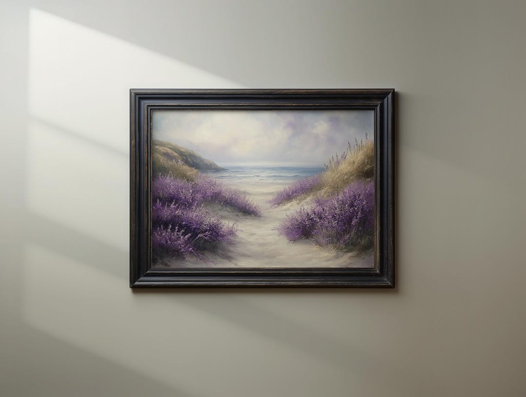 Coastal Lavender Beach Poster Print Wall Art Purple Flower Wall Decor ...