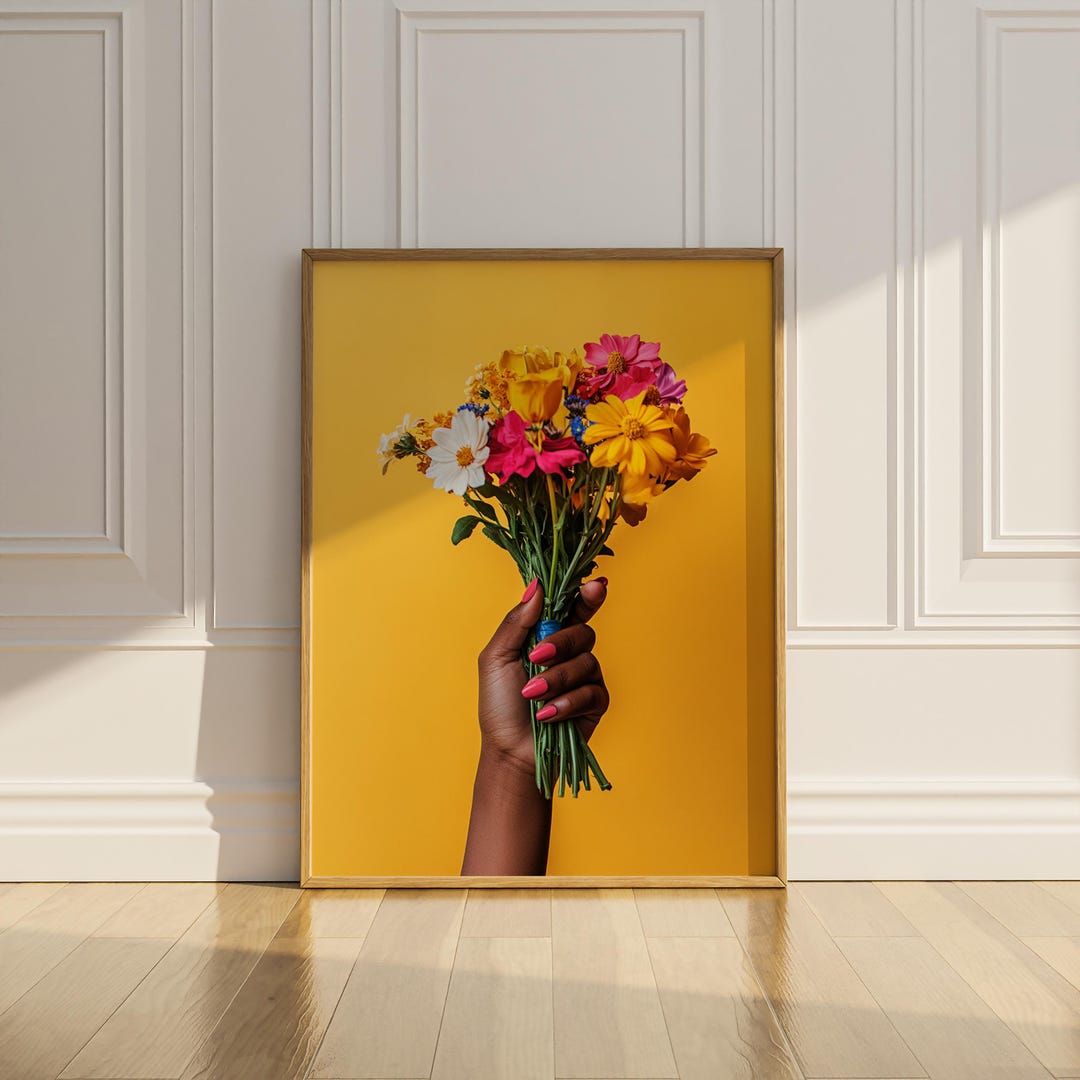 Flower Bouquet Black Woman Printable Wall Art African American Wall ...