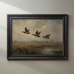 Mallard Duck Wall Art Print Duck Hunting Vintage Oil Painting Soft Muted Rustic Farmhouse Wall Decor Duck Hunter Gift Digital Download