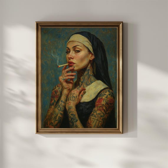 nun smoking cigarette Nuns Print 20" x 28" in Can someone help me find