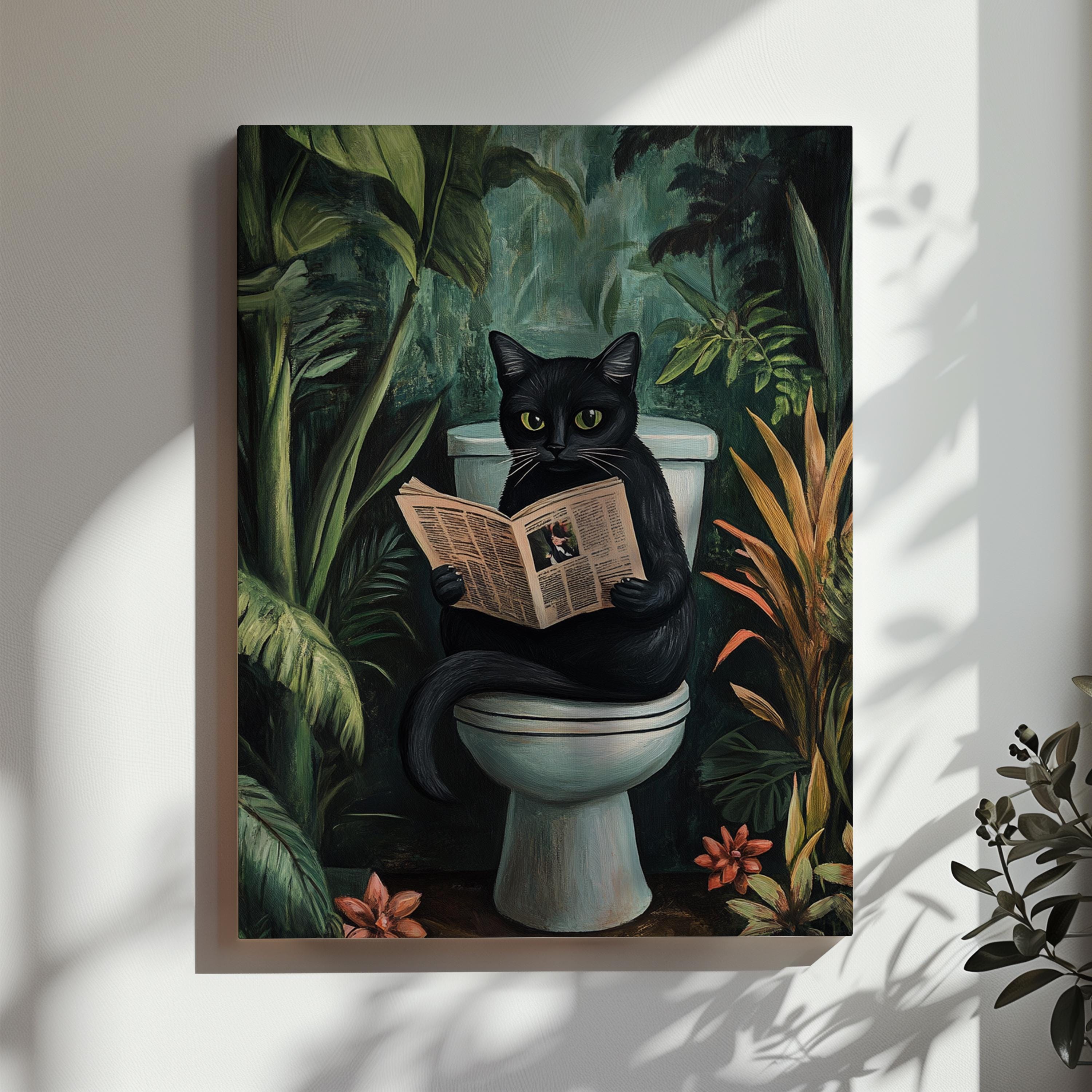 Black Cat Toilet Bathroom Wall Decor Funny Cat Printable Wall Art ...