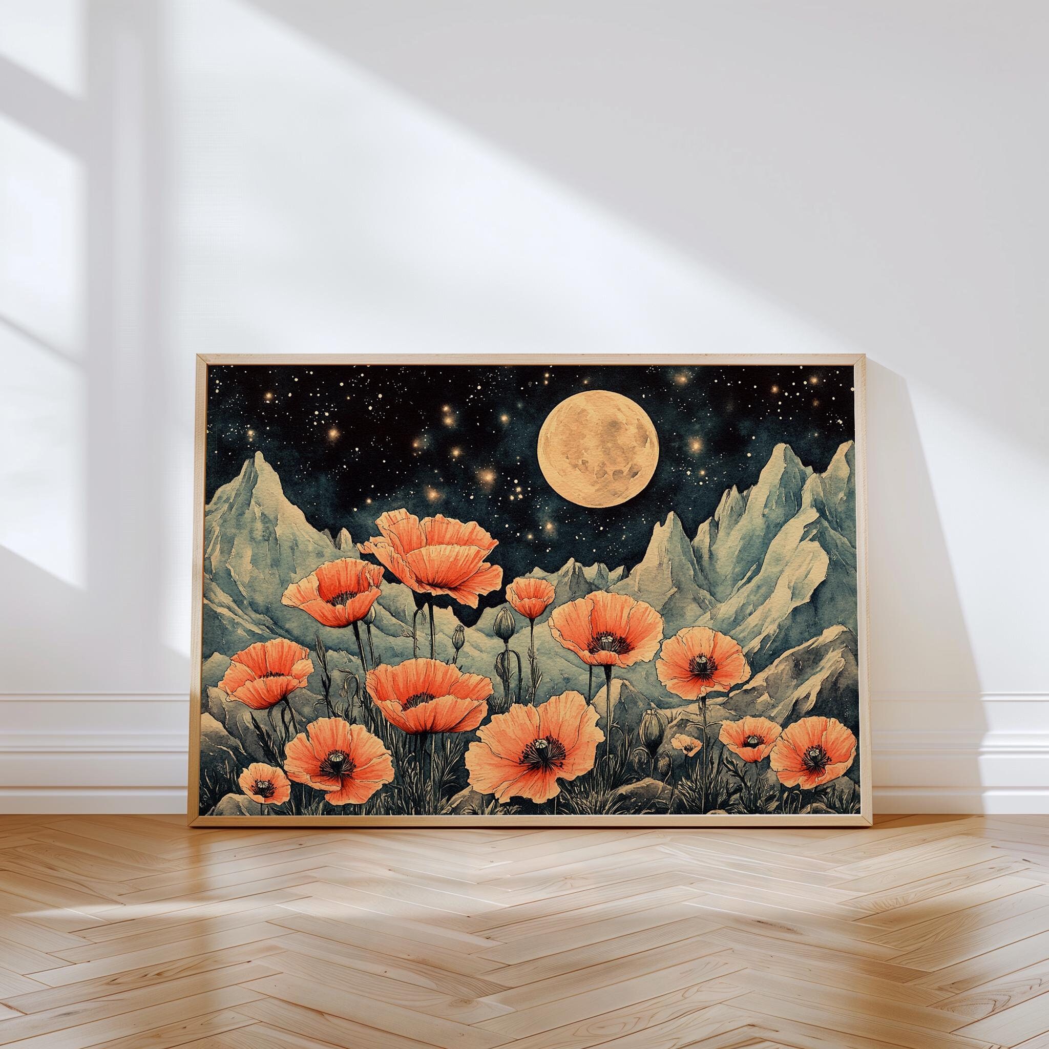 油絵 絵画 ポピーの花 ポピーの油絵 ポピーのキャンバスアート 赤い花のアートワーク 花の