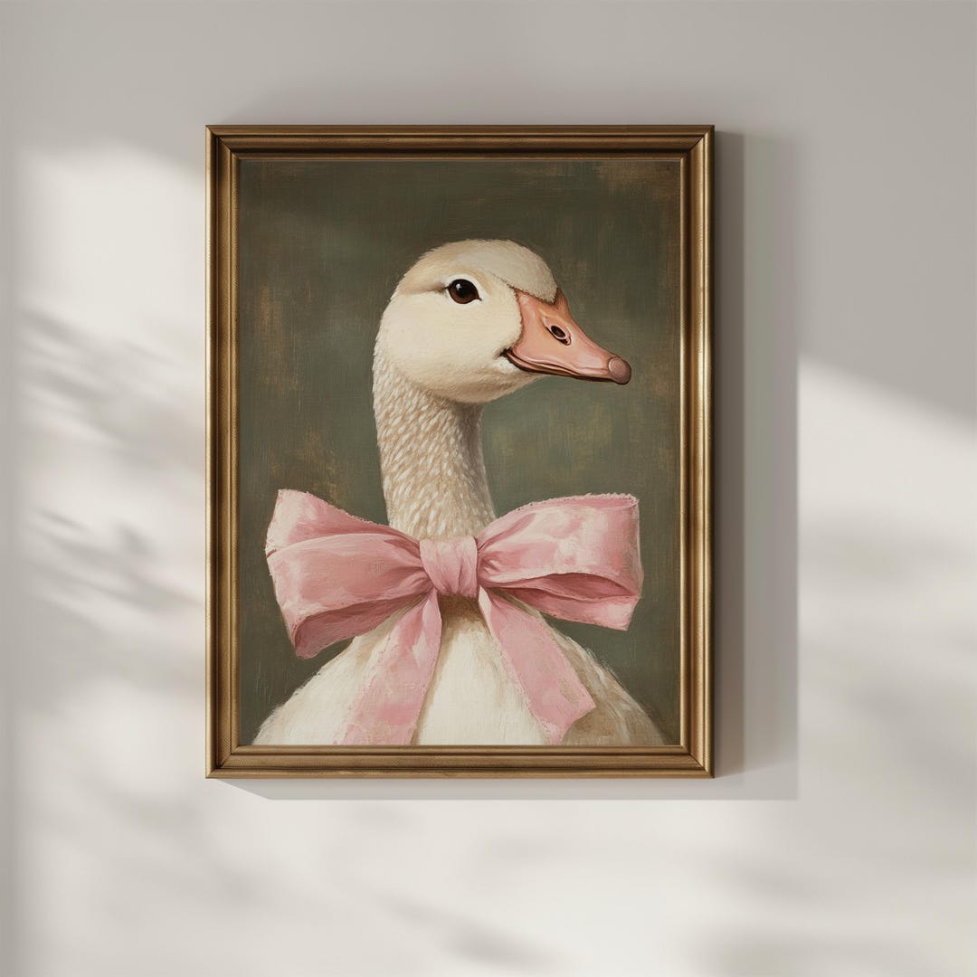 Cute Coquette Goose Wall Art Printable Pink Bow Silly Goose Print ...