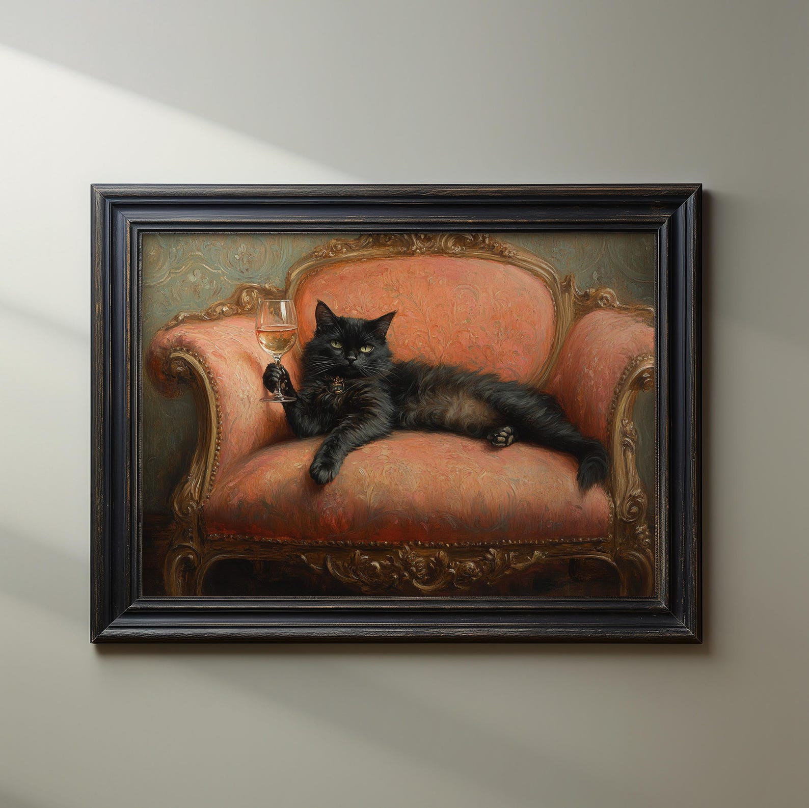 Black Cat Wine Wall Art Funny Printable Bar Kitchen Wall Decor Vintage ...