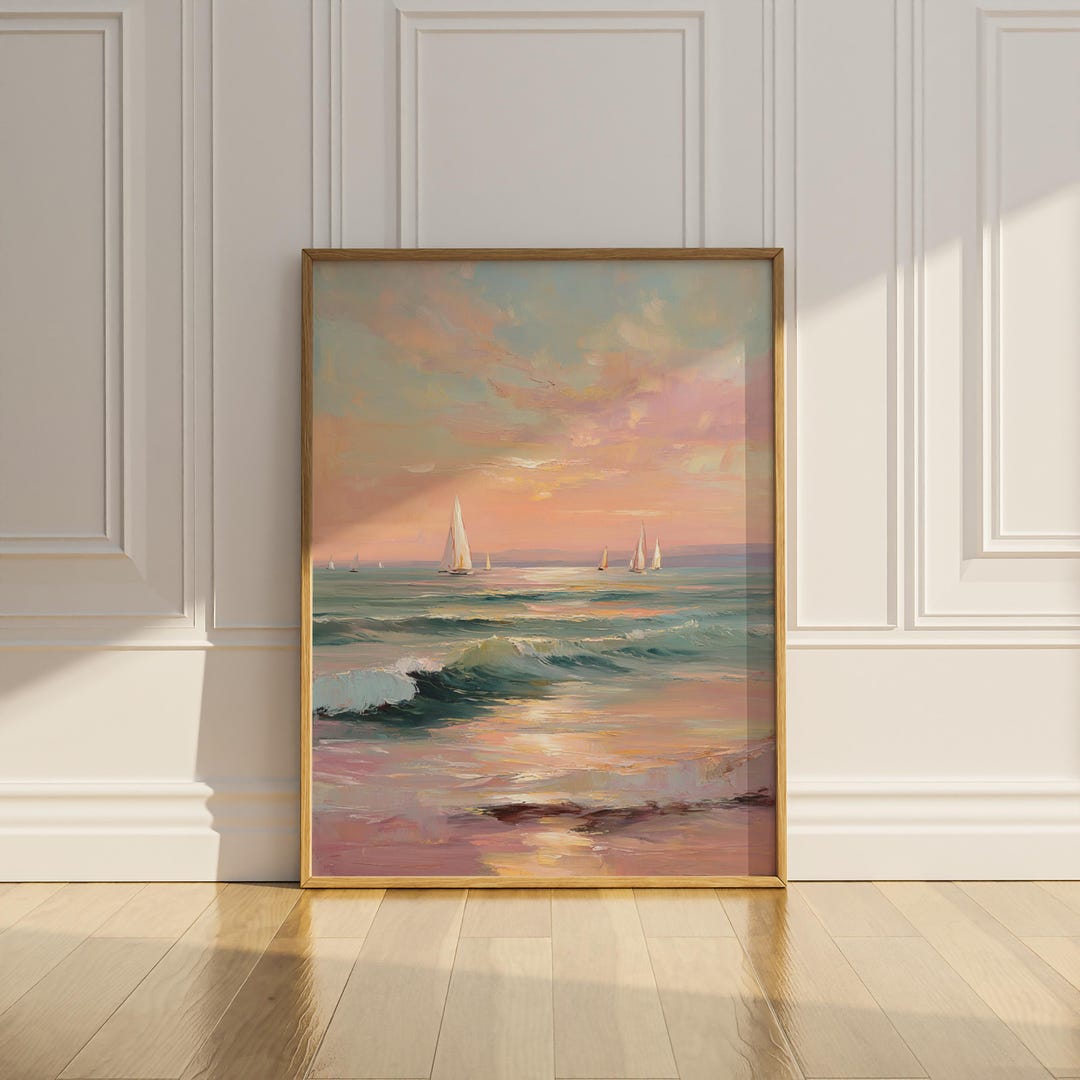 Coastal Wall Art Printable Beach Sunset Print Vintage Wall Decor ...