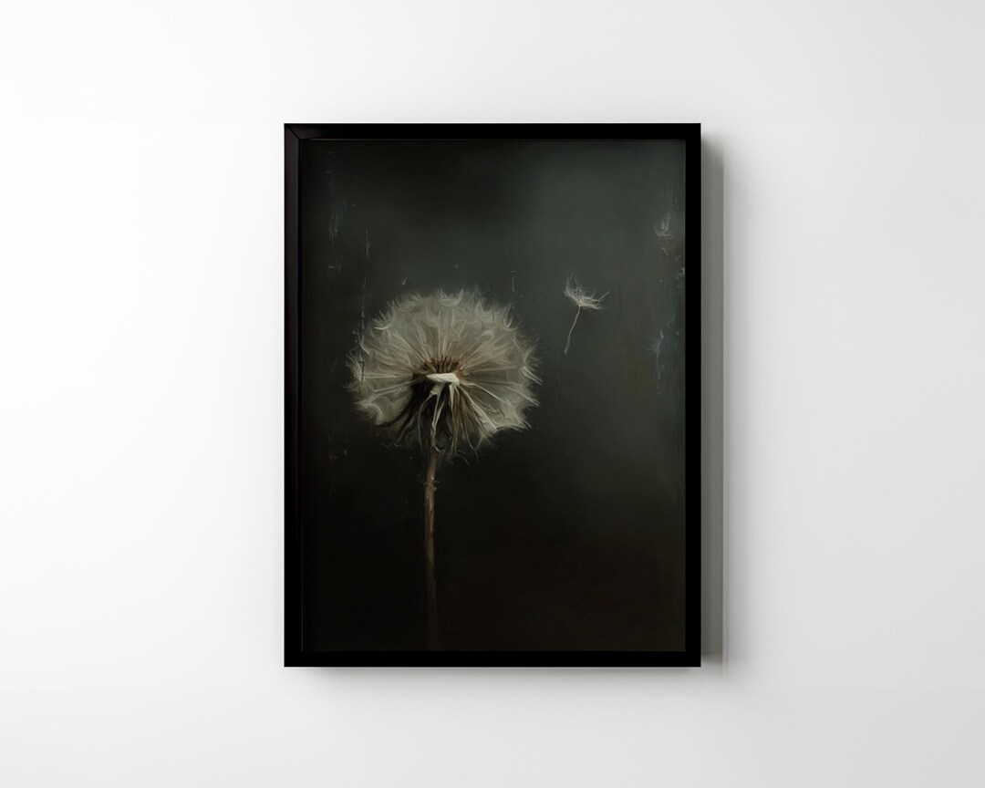 Dandelion Print Wall Art Dark Academia Wildflower Wall Decor Vintage ...