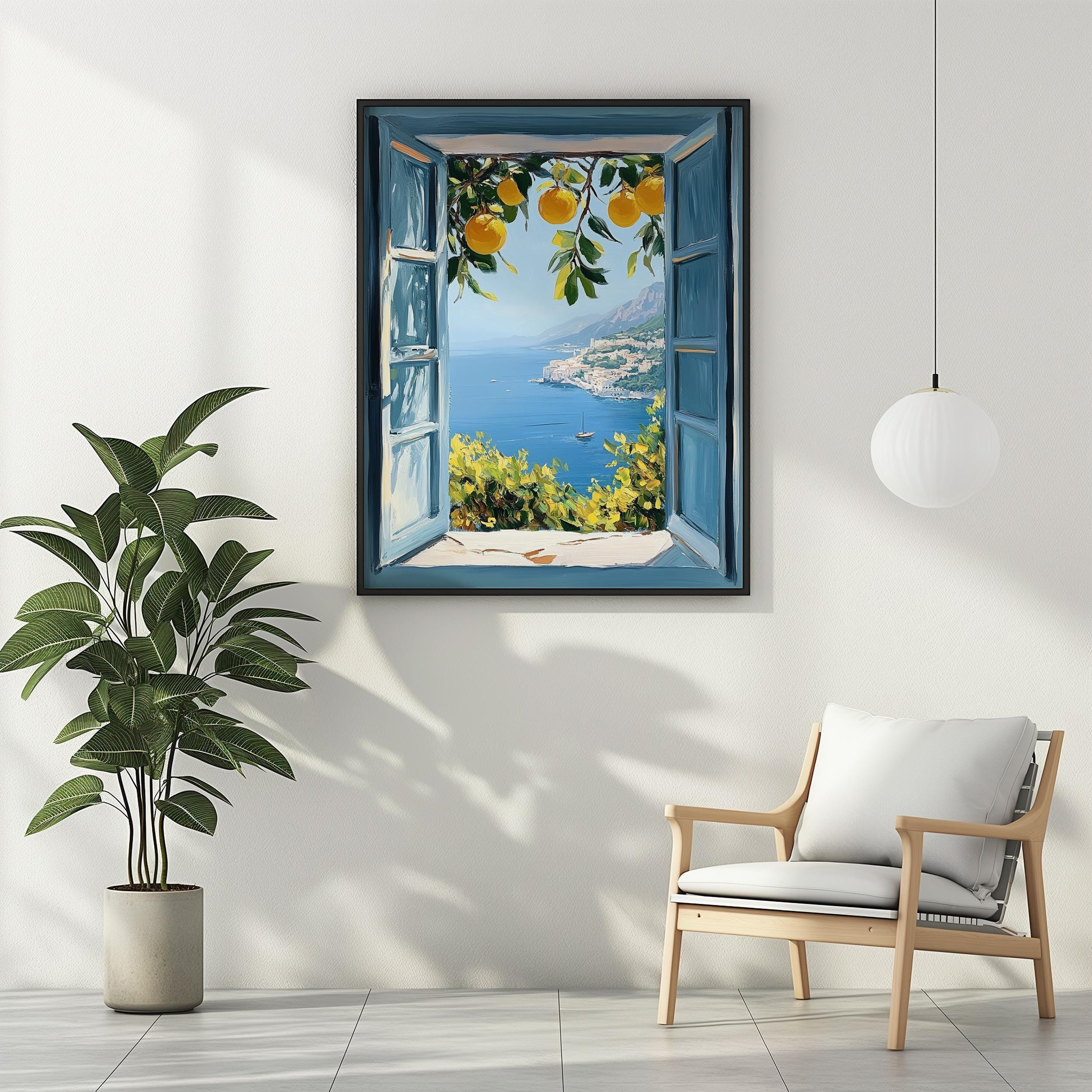 Window Scene Poster Open Window Scene Poster Print Mediterranean Sea Greece Wall Art ...