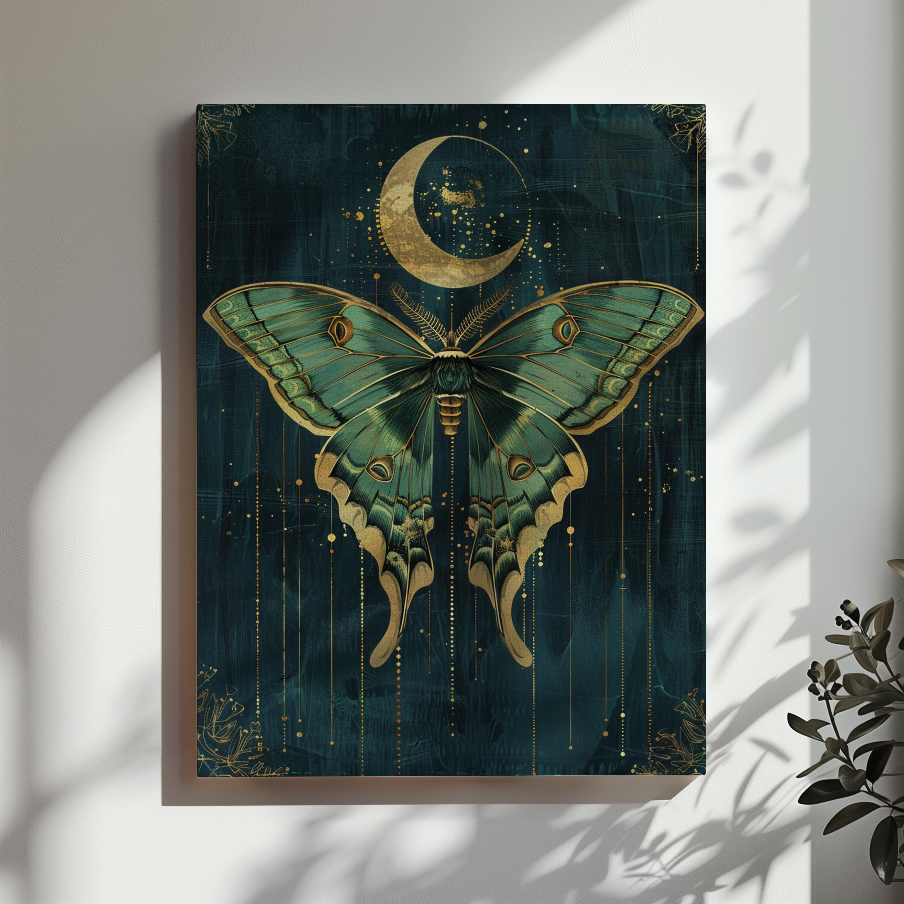 Luna Moth Wall Art Artdeco Digital Download Actias Luna Crescent Moon ...