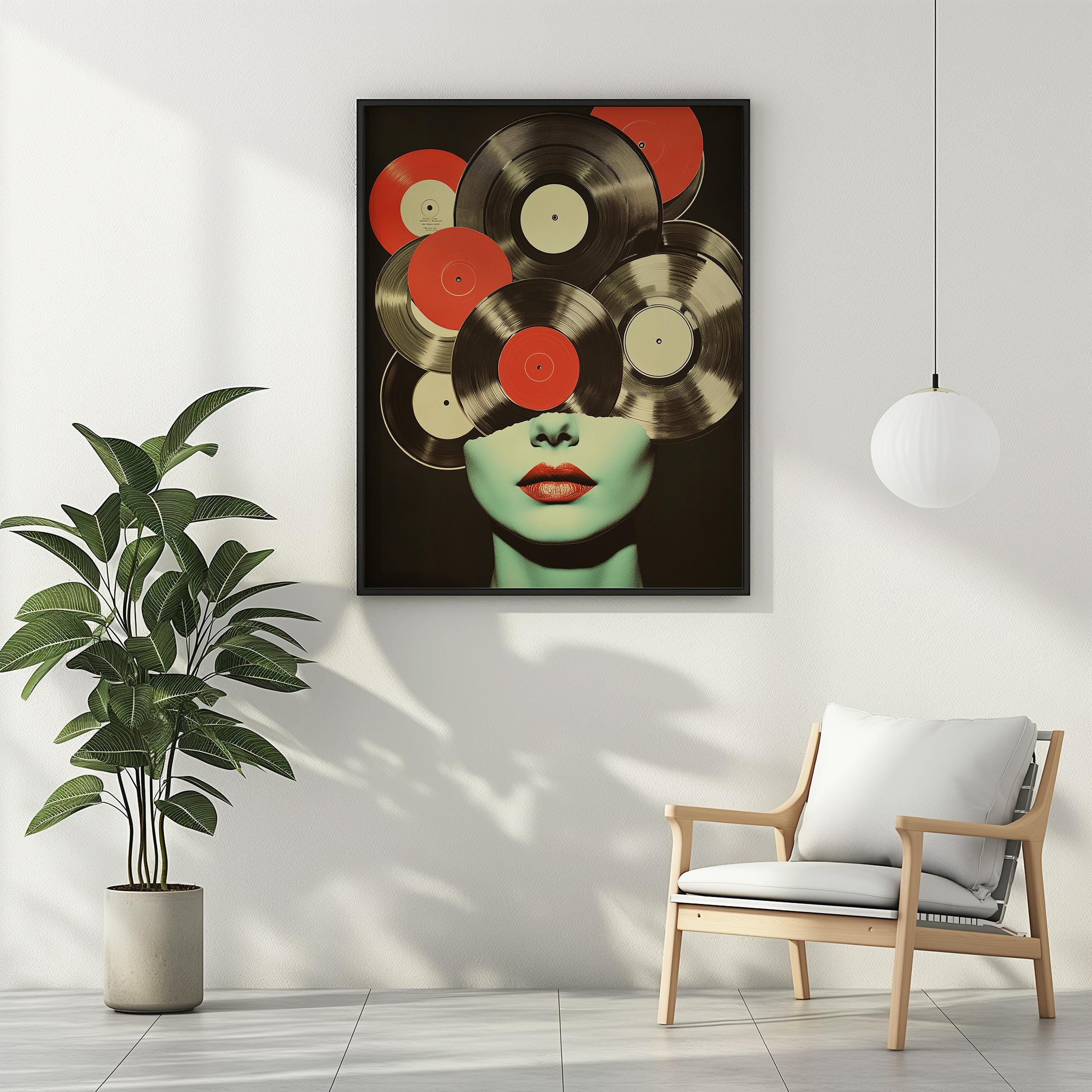 Vinyl Records Wall Art Printable Vintage Collage Modern Wall Decor