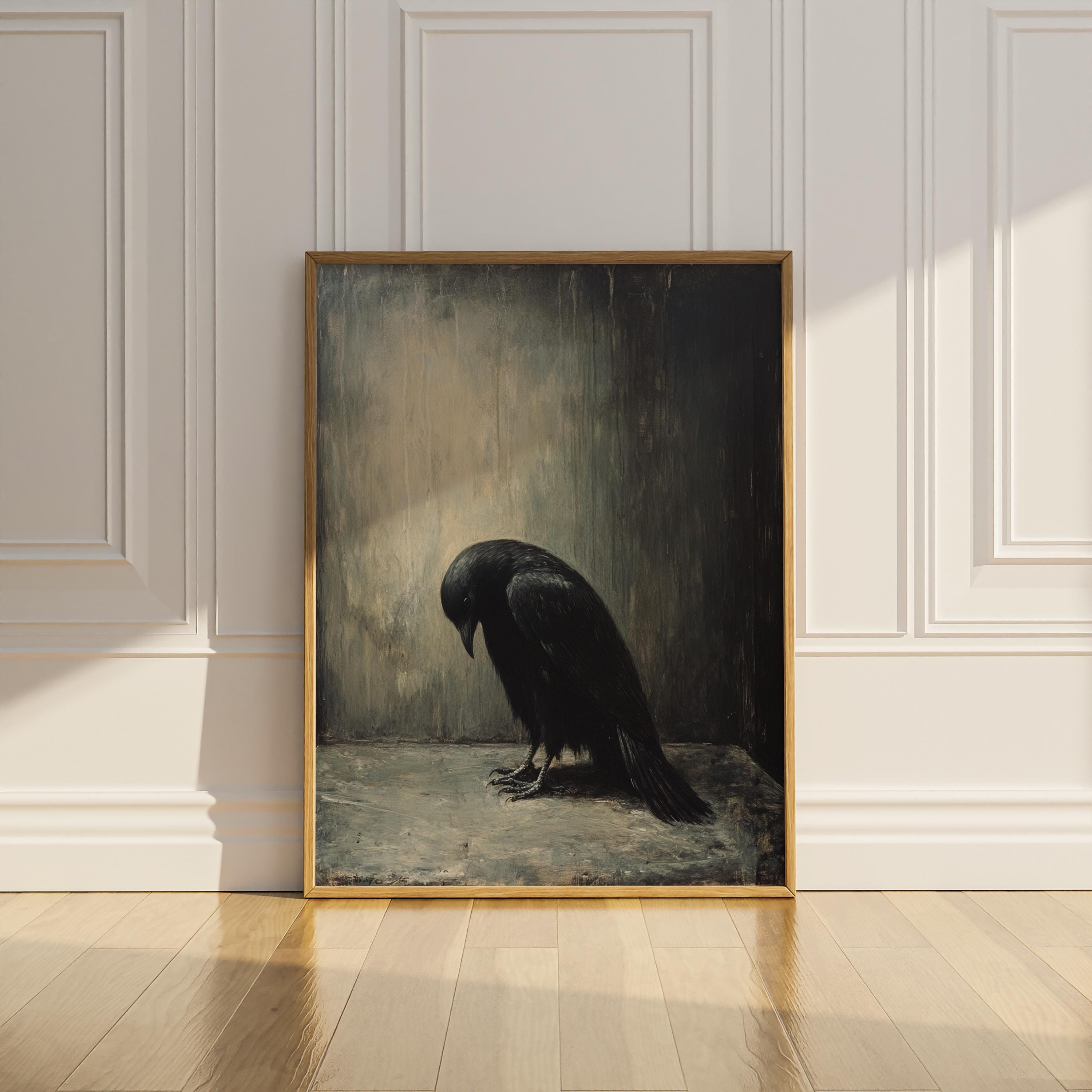 Black Crow Poster Print Black Raven Wall Art Dark Academia Gothic Moody ...