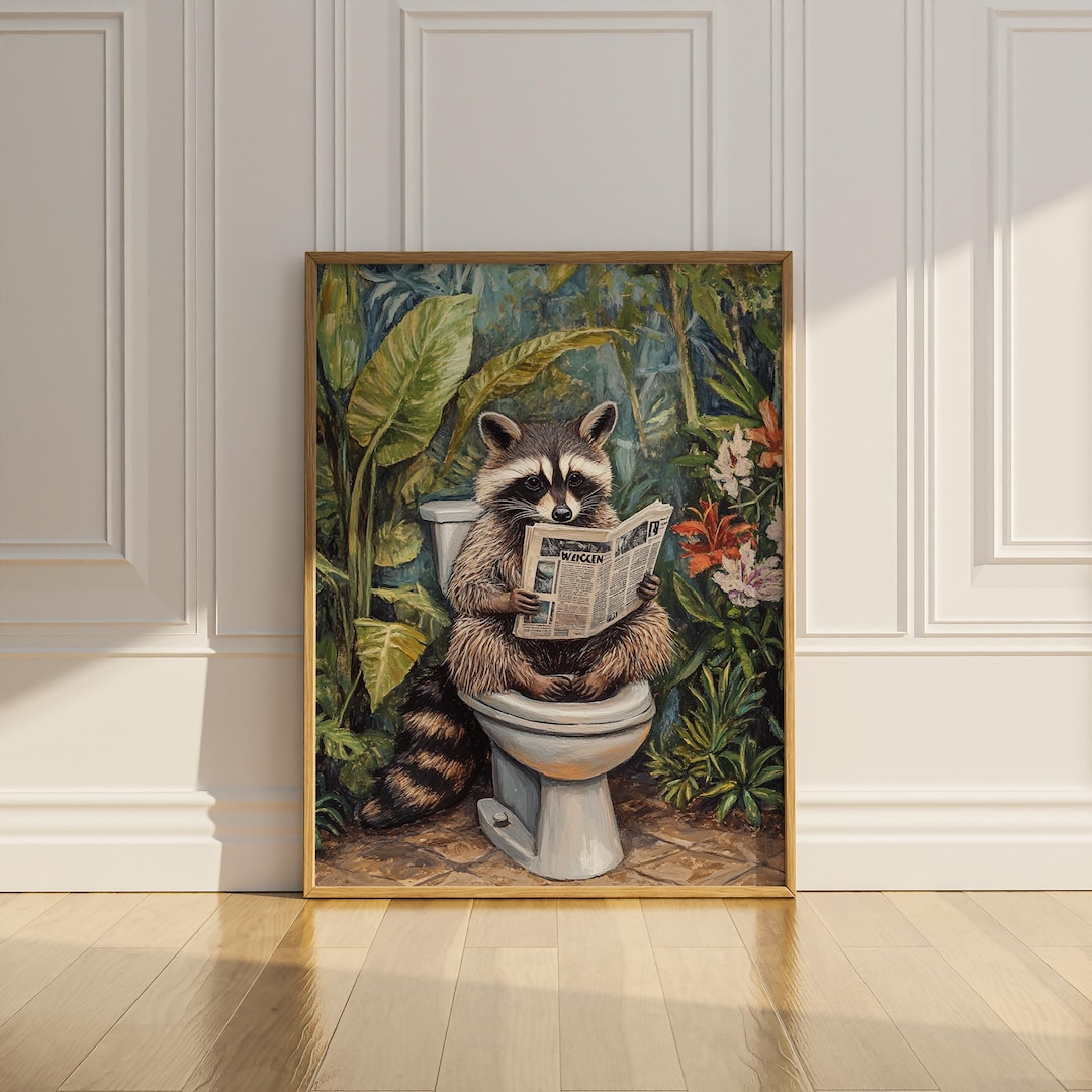 Raccoon Toilet Bathroom Wall Decor Funny Raccoon Printable Wall Art ...