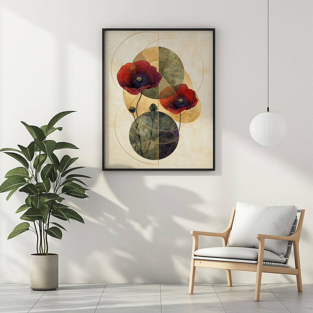Poppy Wildflower Wall Art Printable Abstract Poppies Painting Artful ...