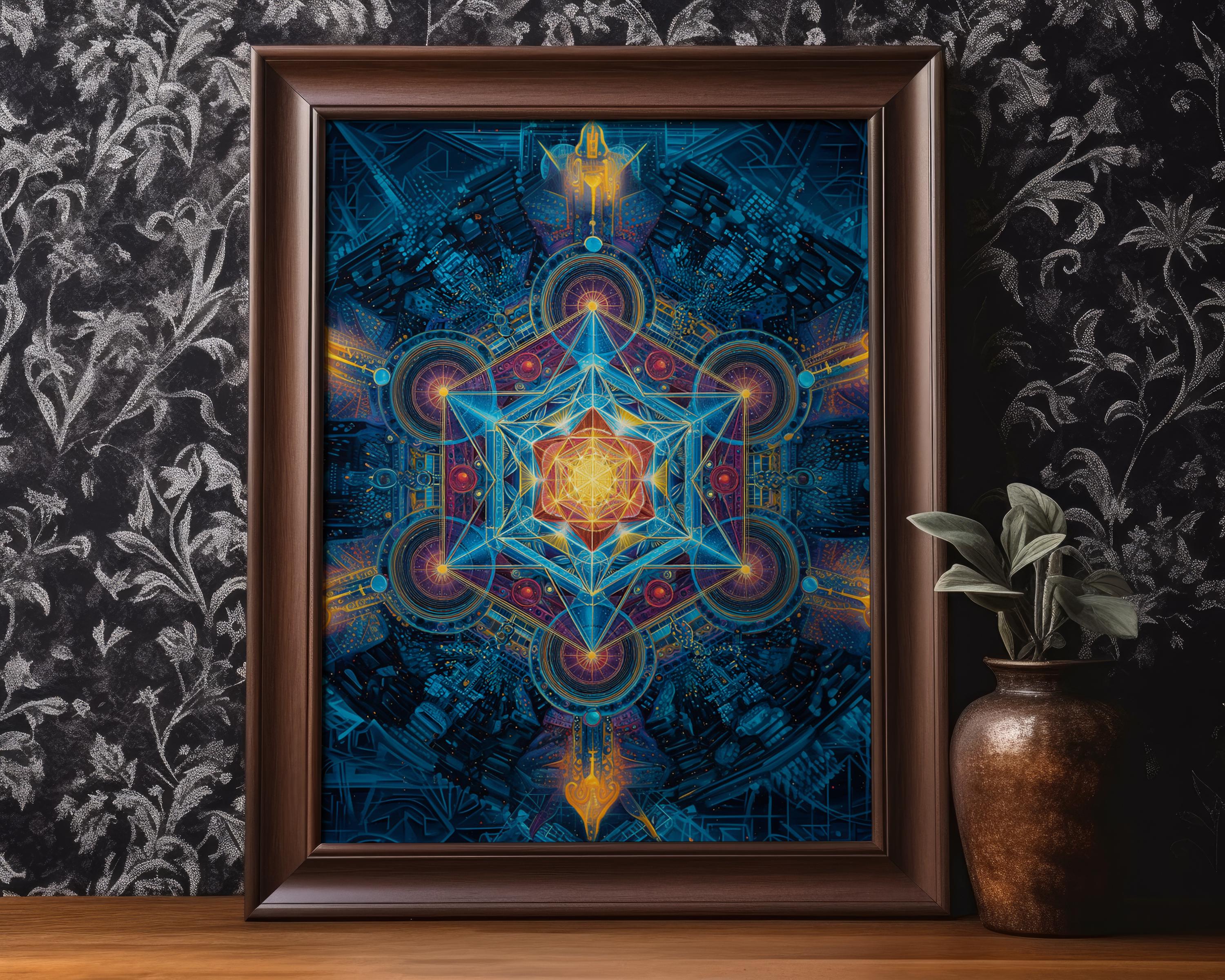 Sacred Geometry Wall Art Metatron Cube Print Psychedelic Spiritual ...