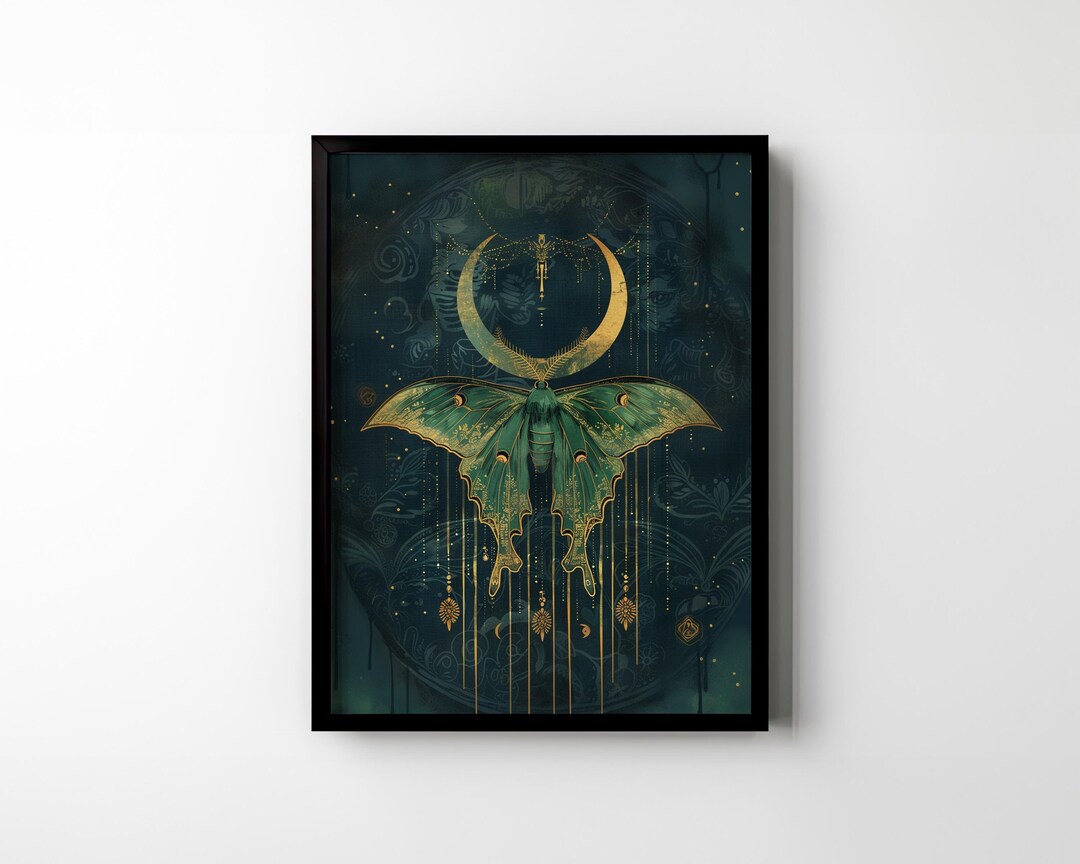Luna Moth Wall Art Digital Download Actias Luna Crescent Moon Witchy ...