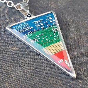Triangle Circuit Board Pendant - Blue Green Gold Red - Etsy