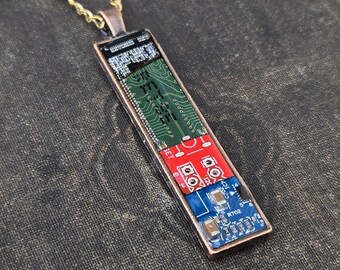 Circuit Board Pendant - Black Green Red Blue