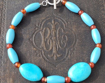 Teal and Red Glass Bracelet