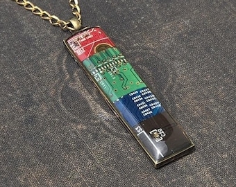 Circuit Board Pendant - Red Green Blue Black