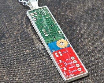Circuit Board Pendant - Green Blue Red