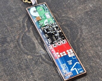 Circuit Board Pendant - Green Black Red Blue