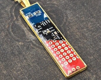 Circuit Board Pendant - Blue Black Red
