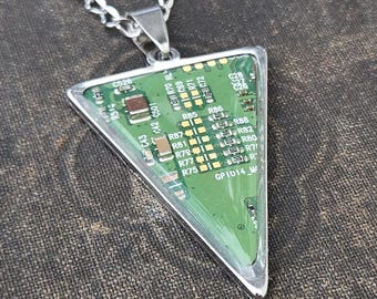 Triangle Circuit Board Pendant - Green