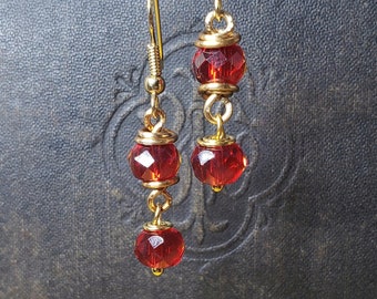 Christmas Red Glass Earrings