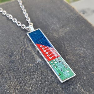 Circuit Board Pendant - Blue, Red, and Green
