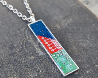 Circuit Board Pendant - Blue, Red, and Green