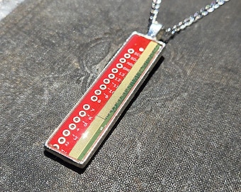 Circuit Board Pendant - Red, Gold, Green