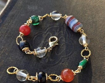 Repurposed Glass Bead Bracelet