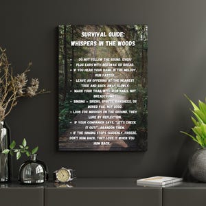 Whispers in the Woods Survival Guide Poster - Geisterwald Druck, Gruselige Wandkunst, Paranormal Dekor, 24x36 Horror Ästhetik